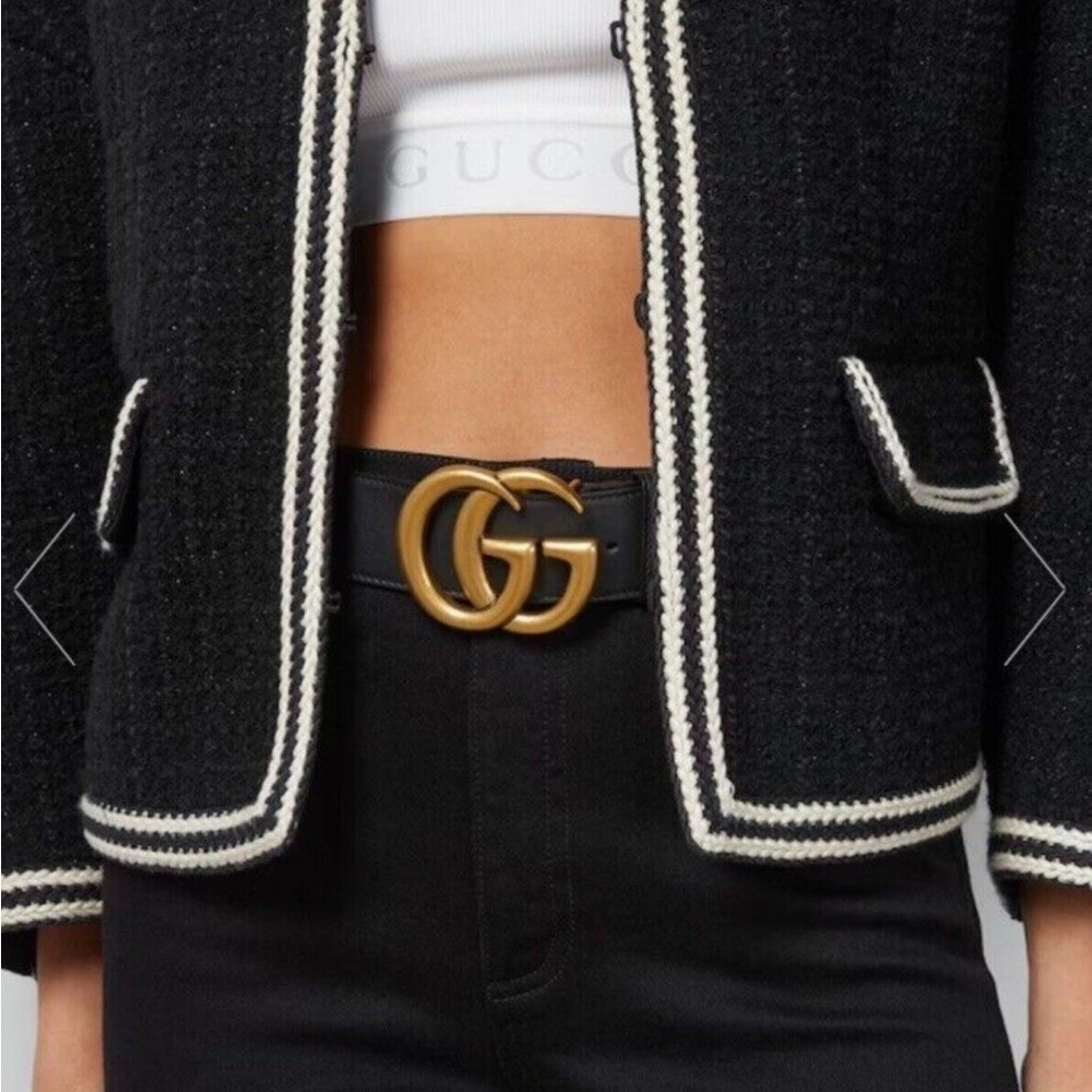 Gucci Marmont GG Gold buckle and Black Leather Belt 34/85 NEVER WORN